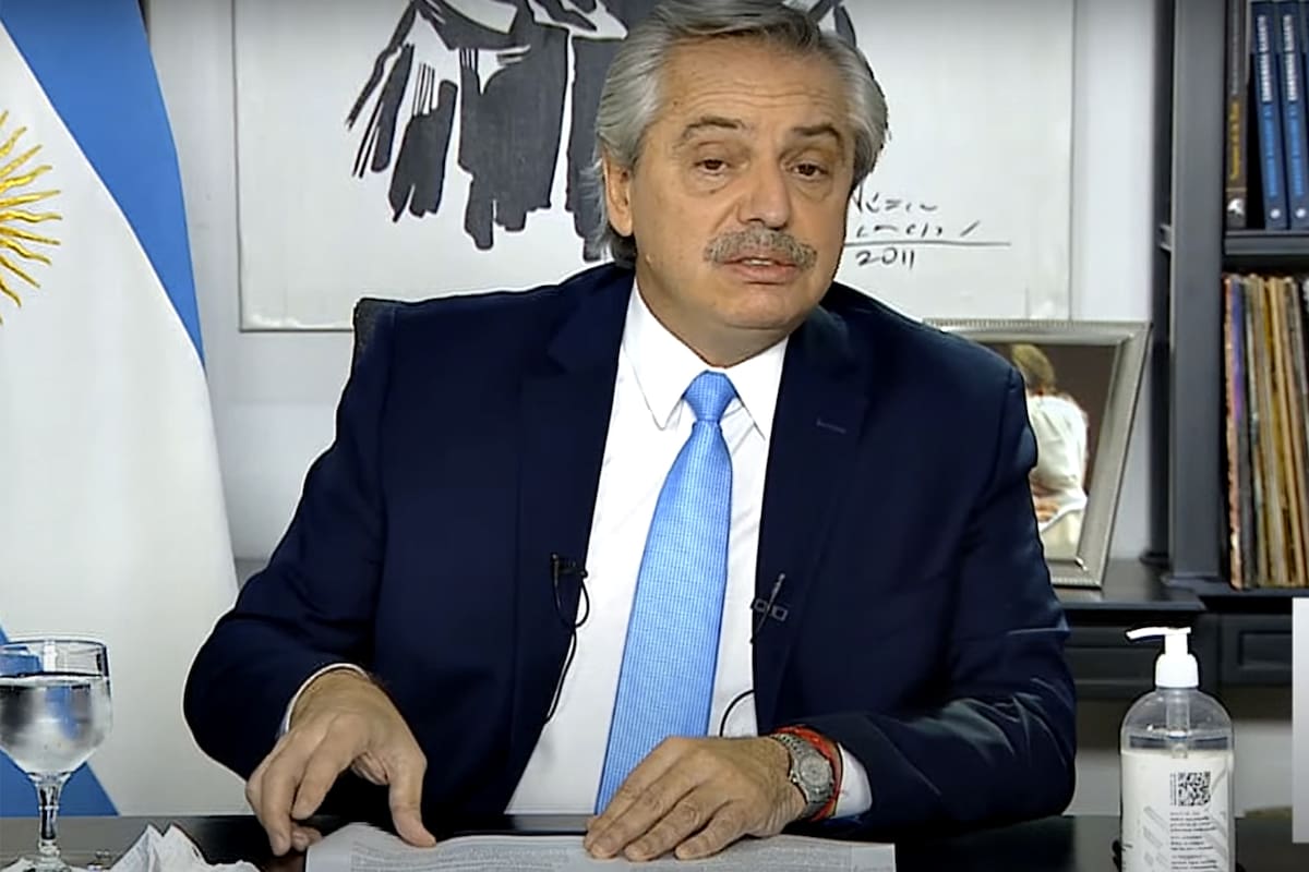 El presidente Alberto Fernández durante los anuncios