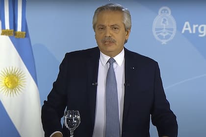 El presidente Alberto Fernández durante los anuncios