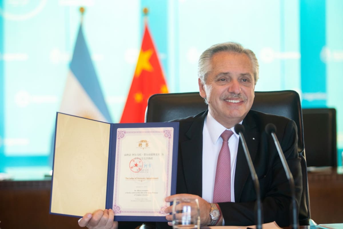 El Presidente Alberto Fernández durante su visita de tres días a China.