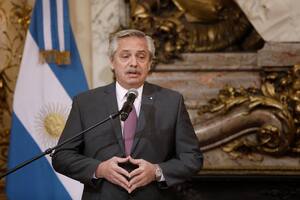 El presidente Alberto Fernández durante una toma de juramento