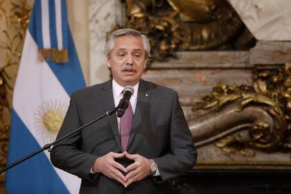 El presidente Alberto Fernández durante una toma de juramento