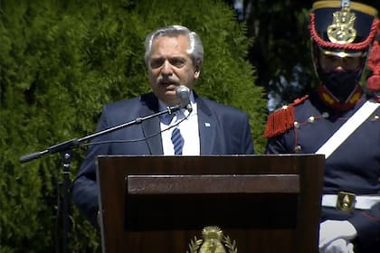 El Presidente, durante su discurso en Yapeyú.