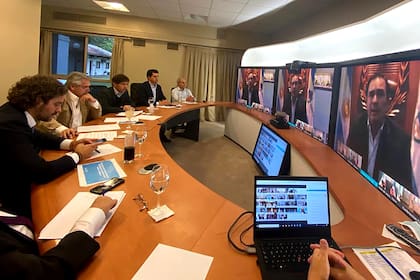El presidente Alberto Fernández, en videoconferencia con los gobernadores en Olivos
