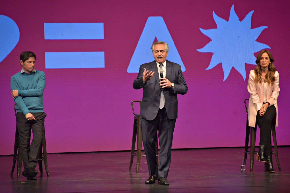 El presidente Alberto Fernández en el acto de cierre de campaña del Frente de Todos en la provincia