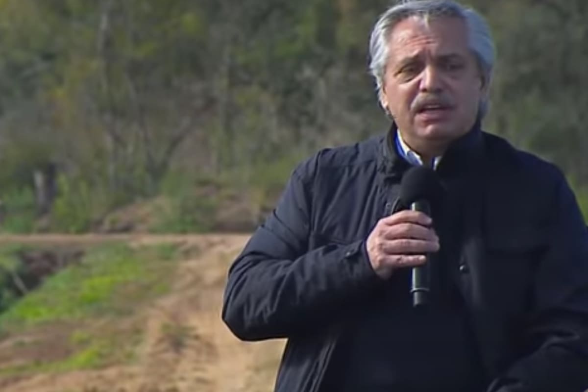 El presidente Alberto Fernández en el acto en Mercedes donde dijo la polémica frase