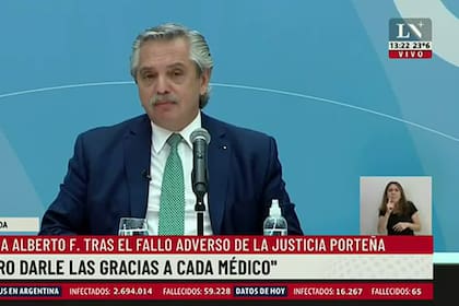 El presidente Alberto Fernández en el anuncio del bono, un mes atrás.