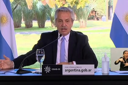 El presidente Alberto Fernández, en el anuncio por la extensión de la cuarentena
