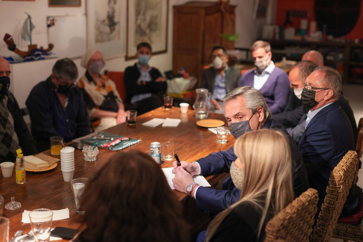 El presidente Alberto Fernández, en una reunión que tuvo esta semana con empresarios pyme en Ituzaingó.