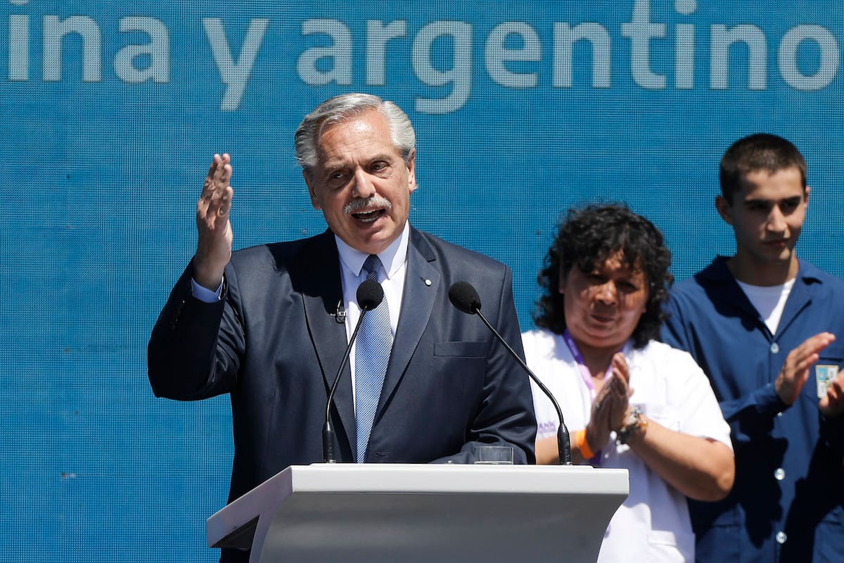 El Presidente Alberto Fernandez encabezo un acto para destacar los logros de su gestion a tres anos de llegar al poder