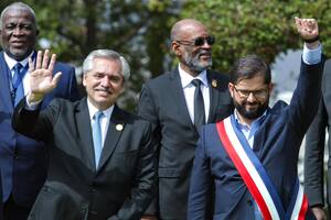 El presidente Alberto Fernández, hoy en la asunción de Gabriel Boric como mandatario de Chile.