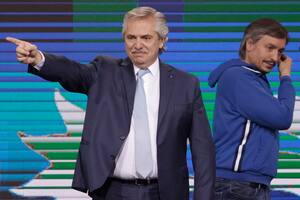 El presidente Alberto Fernández y el exjefe del bloque de diputados del Frente de Todos, Máximo Kirchner.