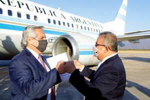 El presidente Alberto Fernández y el gobernador de Catamarca, Raúl Jalil, en una de las visitas del Presidente a la provincia