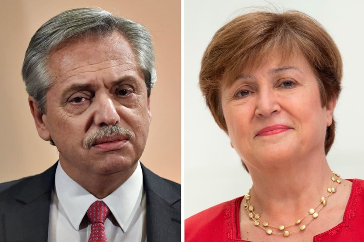 El presidente Alberto Fernández y la titular del FMI, Kristalina Georgieva