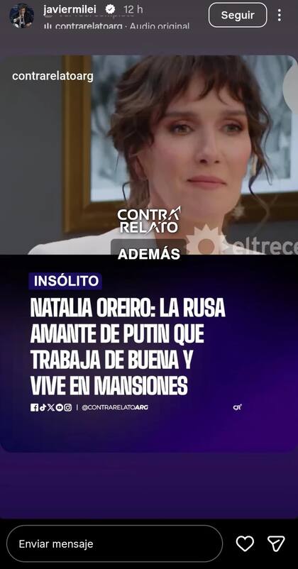 El Presidente arremetió contra la actriz tras sus dichos en la mesa de Mirtha Legrand