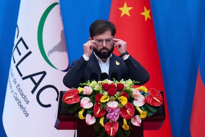 El presidente chileno Gabriel Boric en la ceremonia de apertura de la Cuarta Reunión Ministerial del Foro de China y la Comunidad de Estados Latinoamericanos y Caribeños en Pekín
