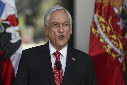 El presidente chileno, Sebastián Piñera, en una declaración hoy desde el Palacio de la Moneda