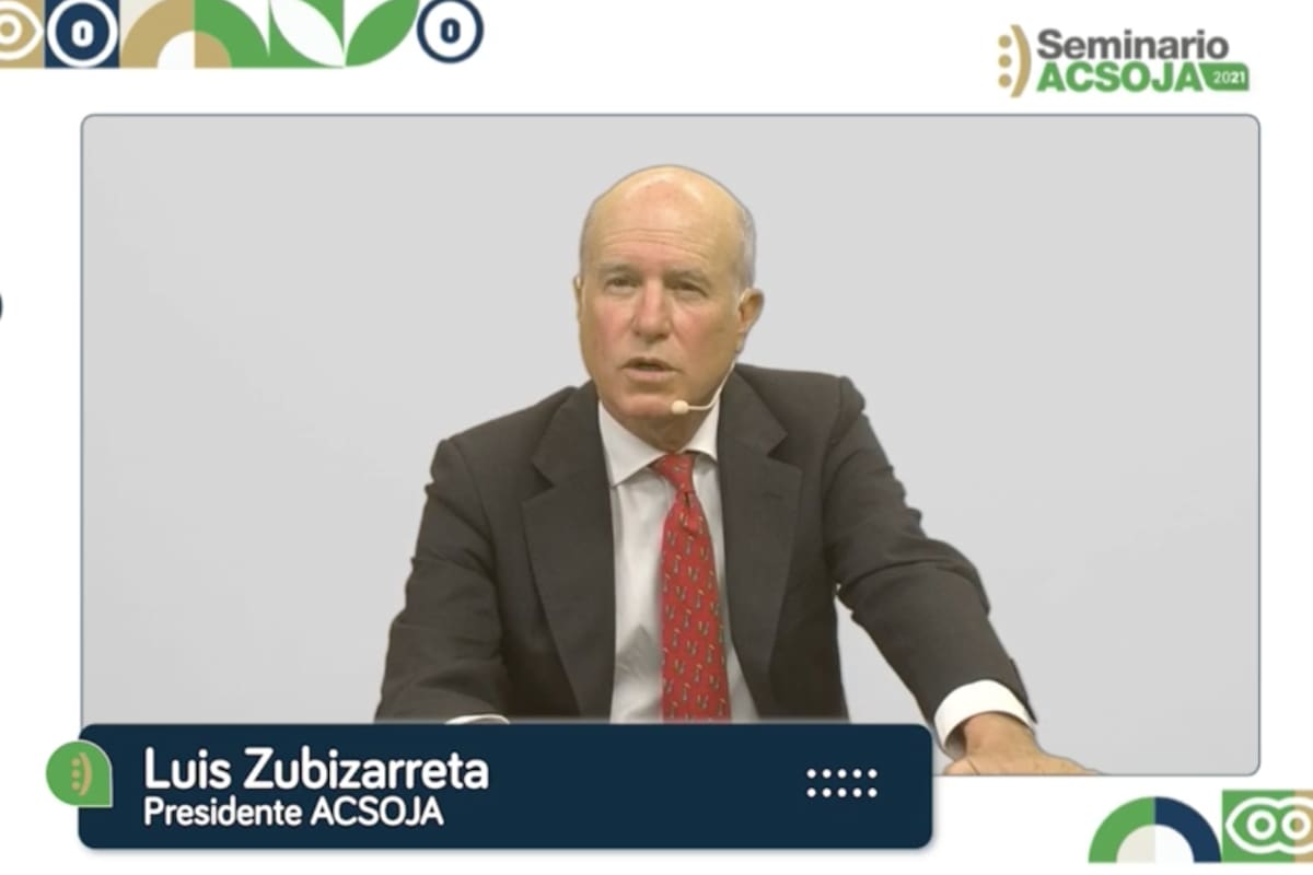 El presidente de Acsoja, Luis Zubizarreta, durante su discurso de apertura del seminario organizado por la entidad