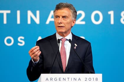 El Presidente de Argentina gesticula durante su discruso ante los líderes del G20