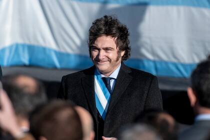 El presidente de Argentina, Javier Milei, en el acto por el Día de la Bandera en Rosario