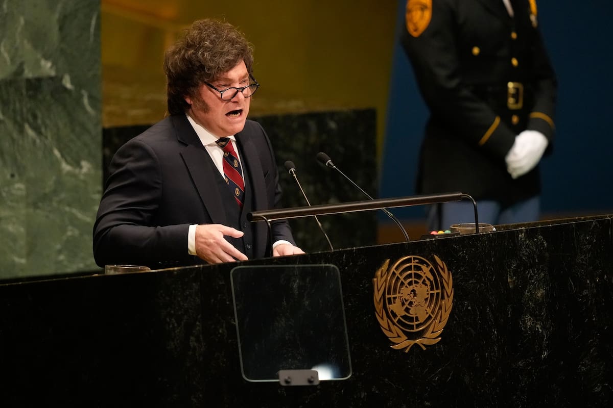 El presidente de Argentina, Javier Milei, habla en la 181ra sesión de la Asamblea General de las Nac