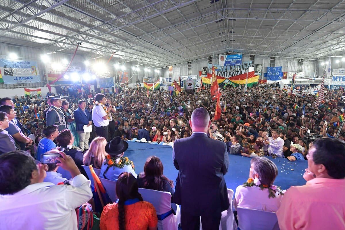 El Presidente de Bolivia durante su discurso en La Matanza