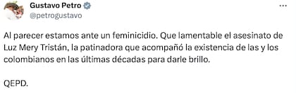 El presidente de Colombia, Gustavo Petro, lamentó el feminicidio
