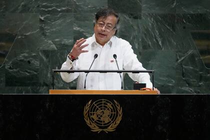 El presidente de Colombia, Gustavo Petro Urrego, habla en la 80ma sesión de la Asamblea General de las Naciones Unidas, el martes 23 de septiembre de 2025, en Nueva York