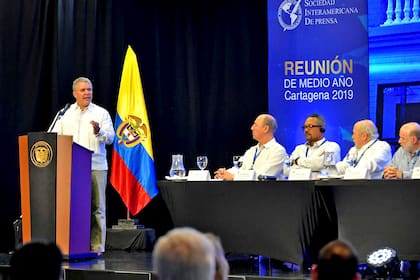 El presidente de Colombia, Iván Duque, en la inauguración de la Reunión de la SIP
