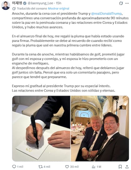 El presidente de Corea del Sur Lee Jae-myung, también presente en la firma