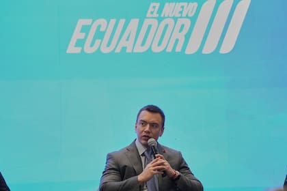 El presidente de Ecuador, Daniel Noboa, durante la Conferencia Internacional sobre Drogas Sintéticas en Quito