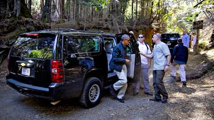 El presidente de EE.UU., al llega al Parque Nacional Nahuel Huapi