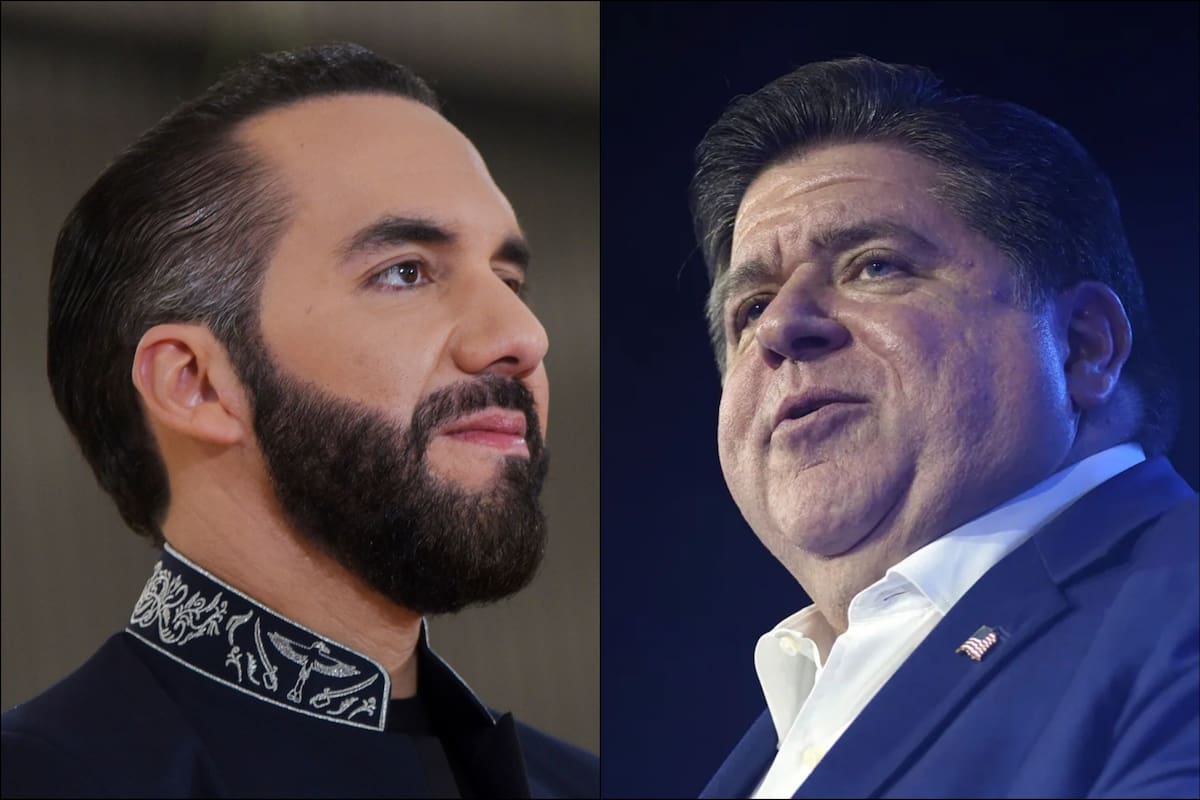 El presidente de El Salvador, Bukele, y el gobernador de Illinois, Pritzker (Archivo)