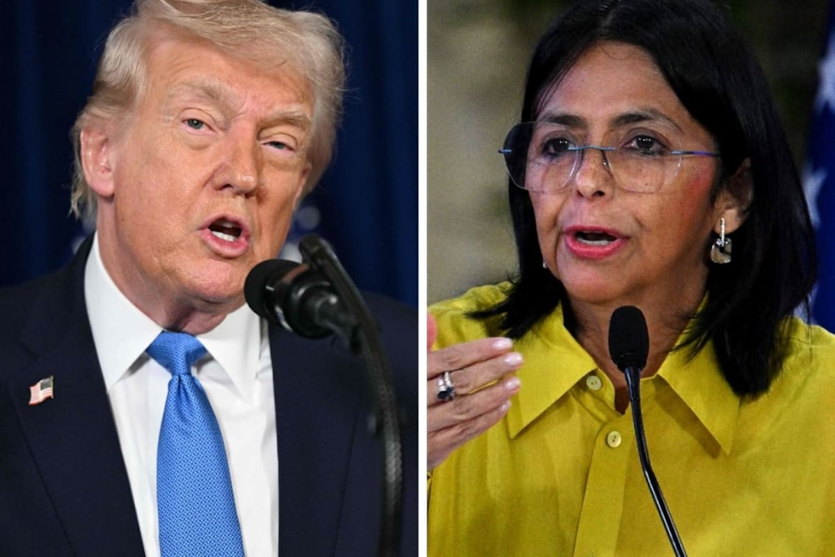 El presidente de Estados Unidos, Donald Trump, junto a la líder interina venezolana Delcy Rodríguez