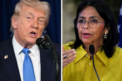 El presidente de Estados Unidos, Donald Trump, junto a la líder interina venezolana Delcy Rodríguez