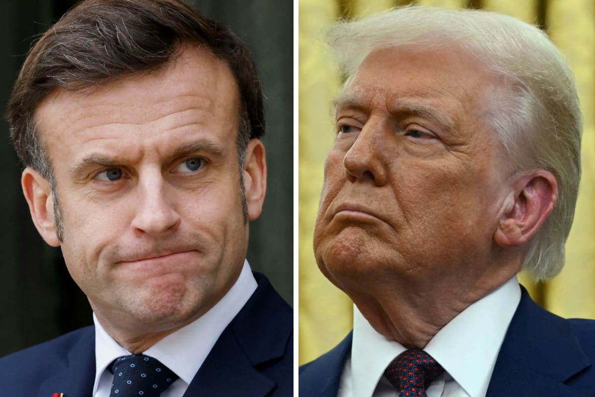 El presidente de Francia, Emmanuel Macron, junto a su par estadounidense Donald Trump