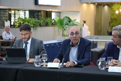 El presidente de la BCR, Miguel Simioni mientras hablaba