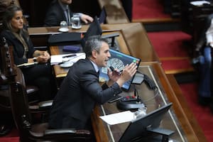 El presidente de la Cámara de Diputados, Martín Menem, este miércoles en el recinto