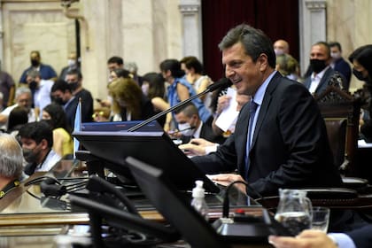 El presidente de la Cámara de Diputados, Sergio Massa, durante la sesión especial en la que se consideraron los cambios impositivos