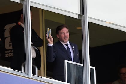 El presidente de la Conmebol, Alejandro Domínguez, en un palco en uno de los partidos del último Mundial