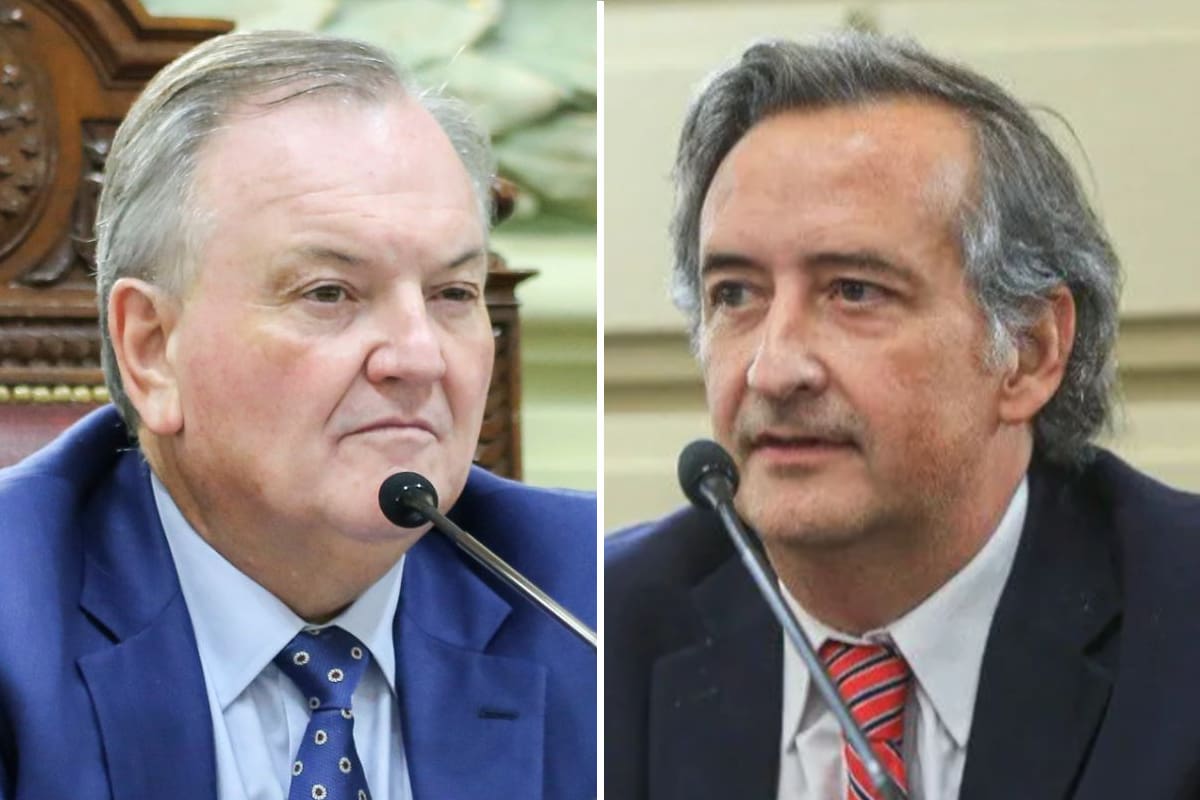 El presidente de la Convención Reformadora, Felipe Michlig, junto al convencional de La Libertad Avanza (LLA), Nicolás Mayoraz