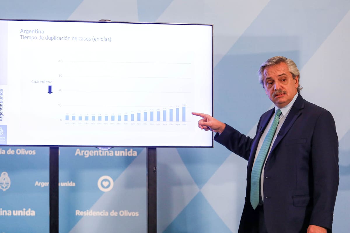 El presidente de la nación Alberto Fernandez en conferencia por el coronavirus
