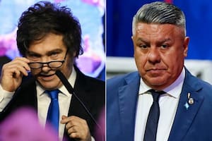 El presidente de la Nación, Javier Milei, y el presidente de AFA, Claudio "Chiqui" Tapia