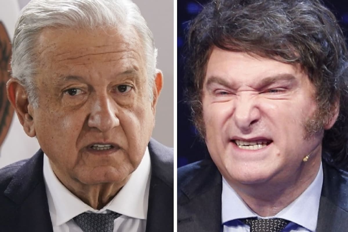 El presidente de México, Andrés Manuel López Obrador, y el presidenciable por La Libertad Avanza (LLA), Javier Milei