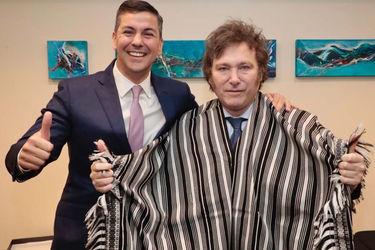 El presidente de Paraguay, Santiago Peña, con Javier Milei