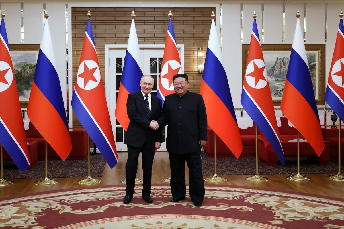 El presidente de Rusia, Vladímir Putin, y el líder norcoreano, Kim Jong-un