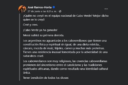 El presidente de Timor Oriental, José Ramos-Horta, agitó la previa del duelo entre la Argentina y Cabo Verde por los 16avos de final del Mundial 2026.