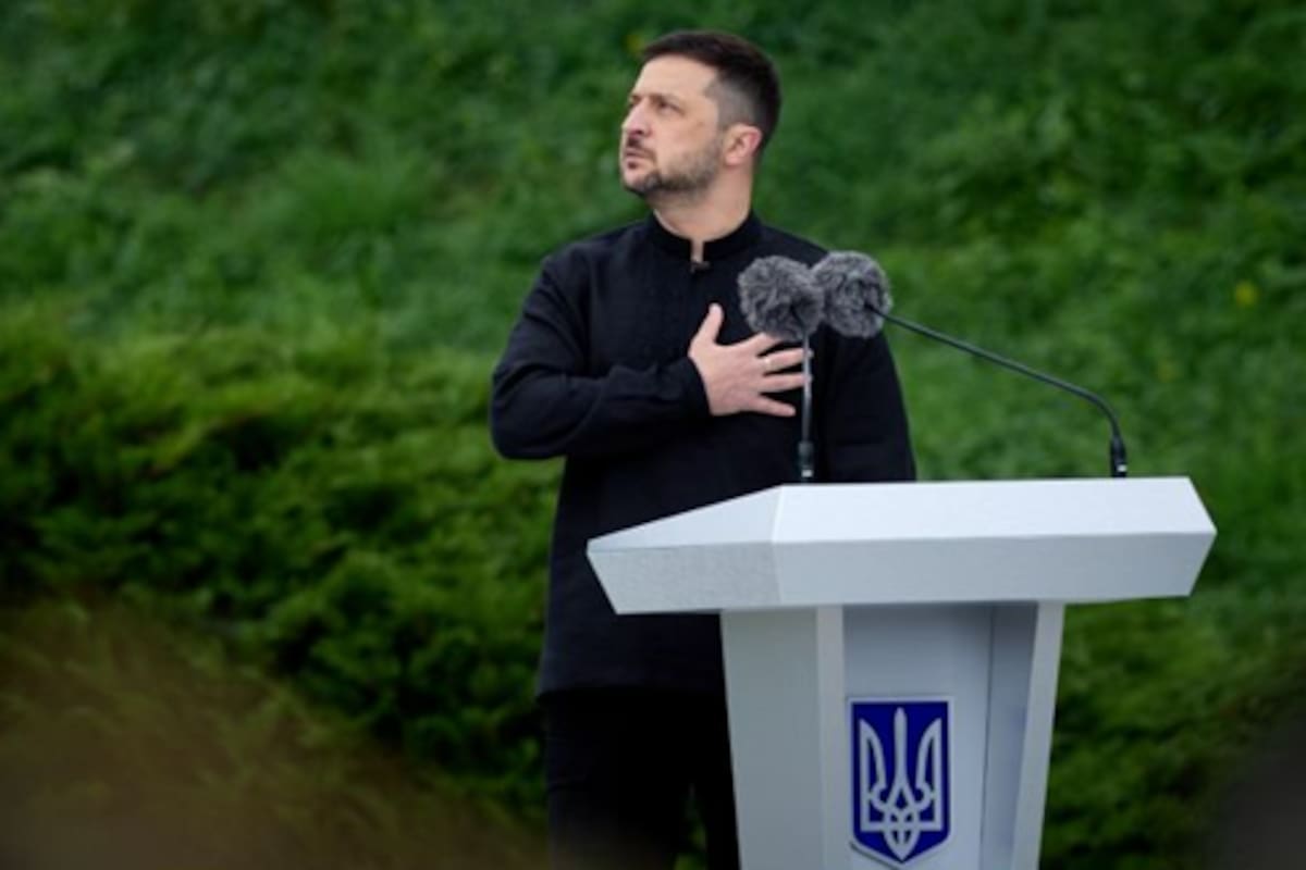 El presidente de Ucrania Volodimir Zelensky en la víspera del día de la Independencia de Ucrania