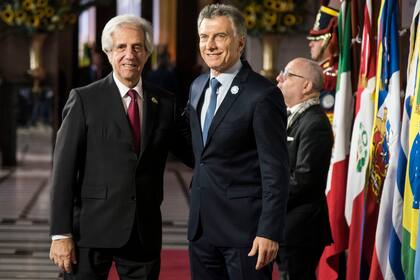 El presidente de Uruguay Tabaré Vázquez y Mauricio Macri