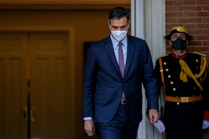 El presidente del gobierno español Pedro Sánchez en el Palacio de la Moncloa en Madrid el martes 7 de septiembre del 2021. (AP Foto/Manu Fernández)