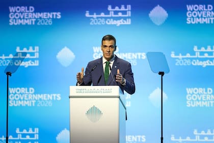 El presidente del gobierno español, Pedro Sánchez, pronuncia un discurso durante la Cumbre Mundial de Gobiernos en Dubái